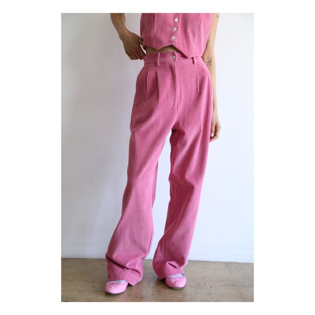 Pantalon à Pinces Velours Côtelé | Candy pink