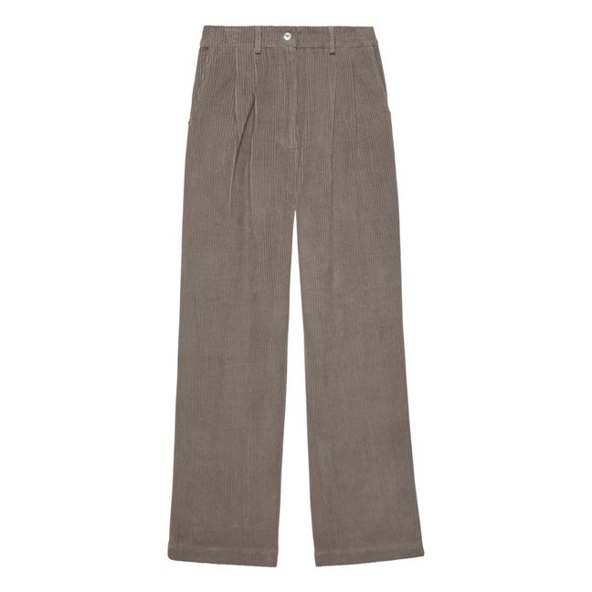 Pantalon à Pinces Velours Côtelé | Taupe brown