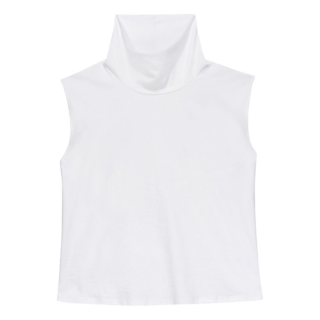 Top in jersey senza maniche a collo alto | Bianco