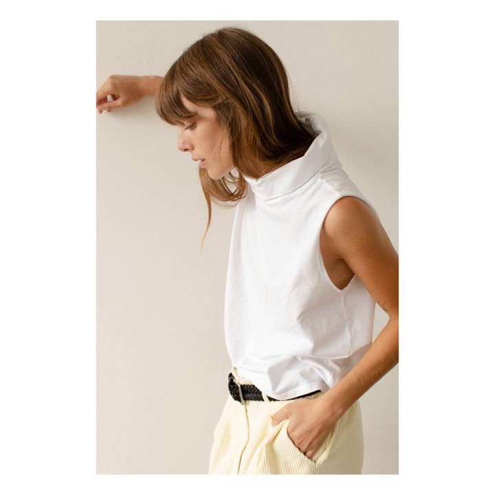 Camiseta de cuello alto sin mangas | Blanco- Imagen del producto n°2