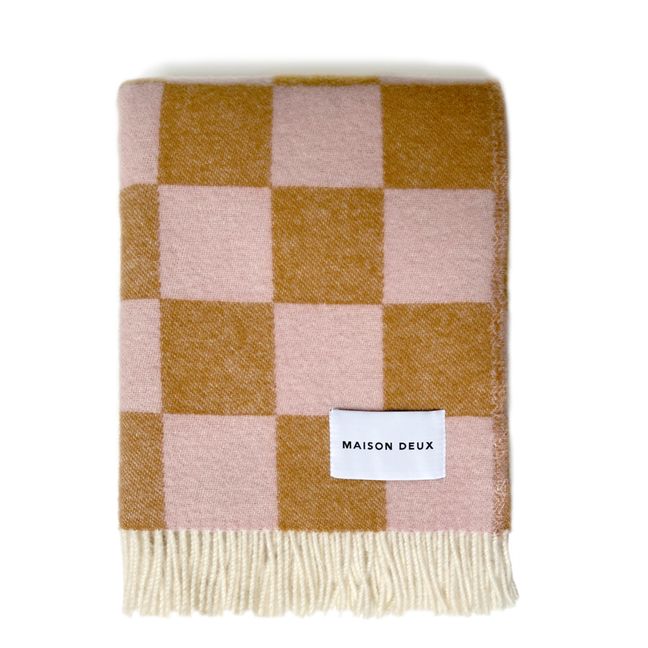 Plaid en laine Damier | Terracotta