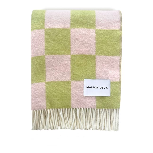 Damier wool blanket | Anise green