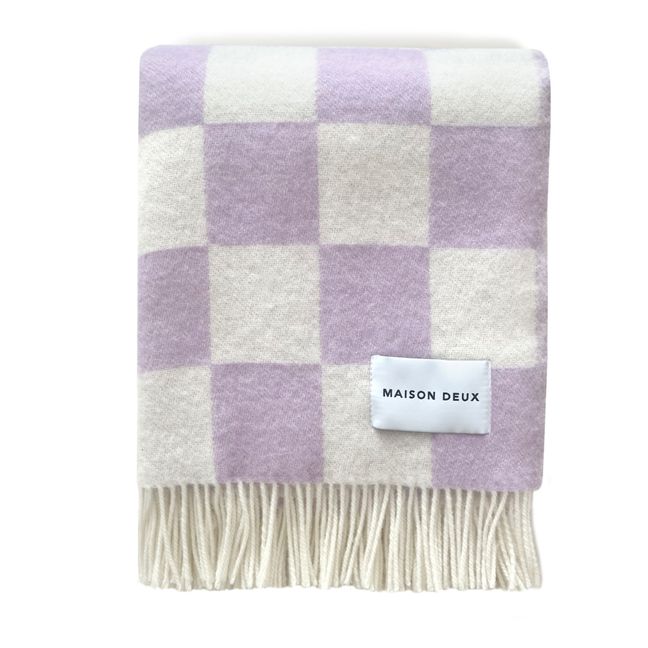 Plaid en laine Damier | Lilas