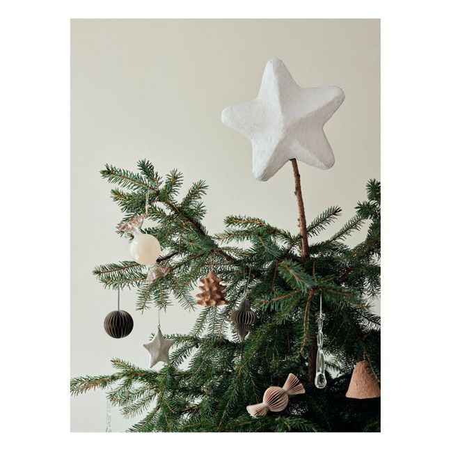 Papier-mâché Christmas tree star | White