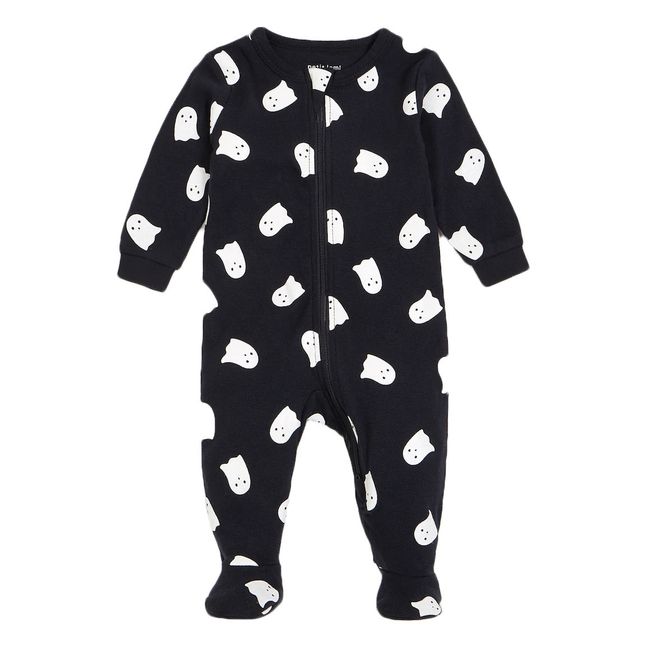 Pyjama Une Pièce Coton Bio Fantôme Phosphorescent | Noir