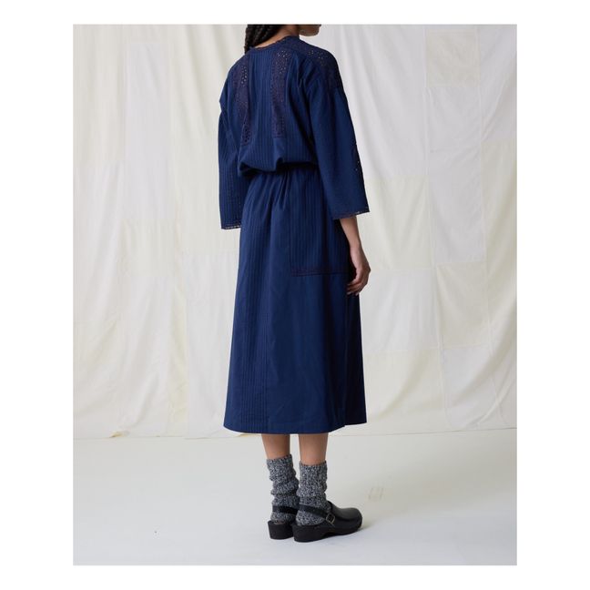 Kleid Roxy Stickerei Bio-Baumwolle | Nachtblau