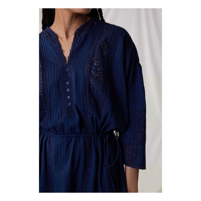 Robe Roxy Broderies Coton Bio | Azul Noche