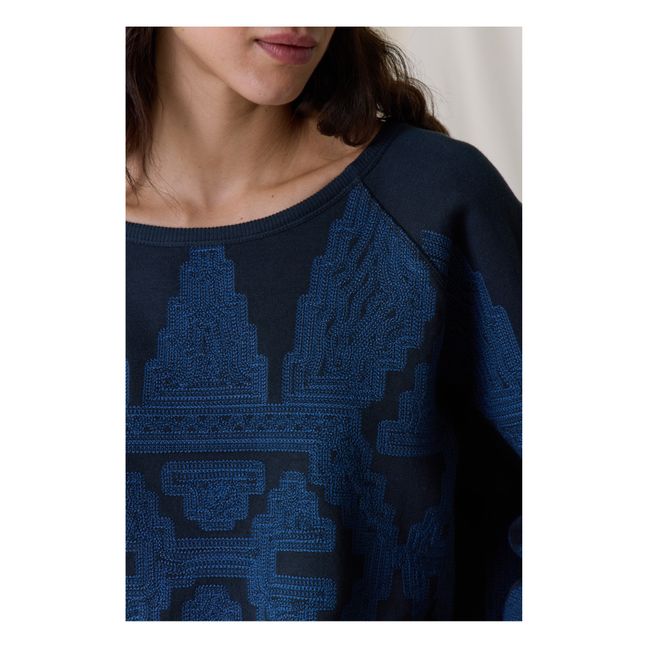 Sweatshirt Shine Nepal Stickerei Bio-Baumwolle | Kohle