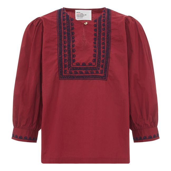 Blusa Coquine Bordada Algodón Ecológico | Rojo