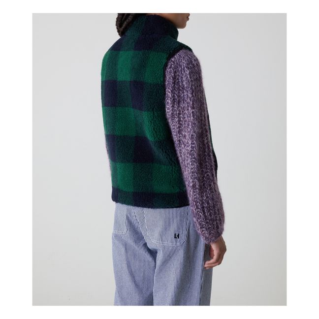 Gilet Varech a Quadri Stile Pelliccia | Verde