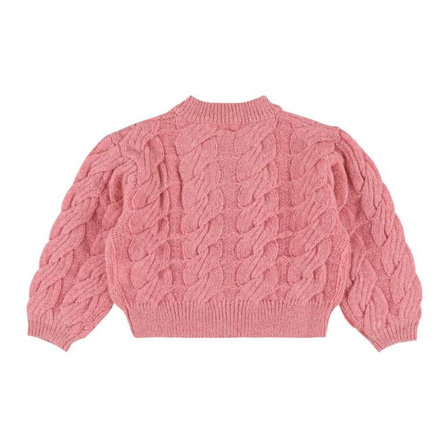 Strickjacke Alpakawolle Zopfmuster Tilda | Rosa