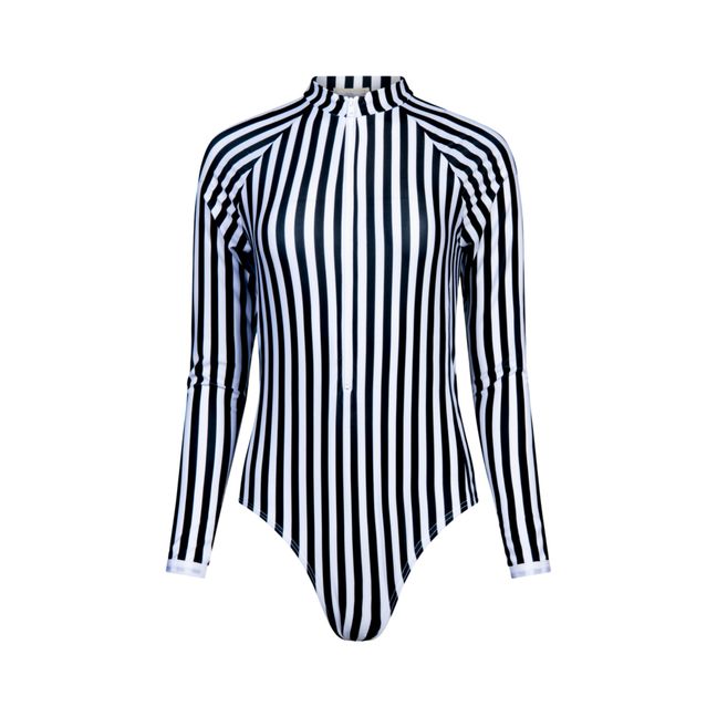 Maillot 1 Pièce Anti-UV Grande Palombaggia Rayé | Blanc