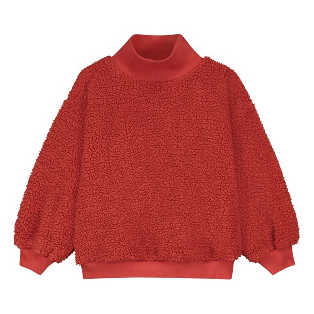 Juno Sherpa Roll Neck Sweater | Red