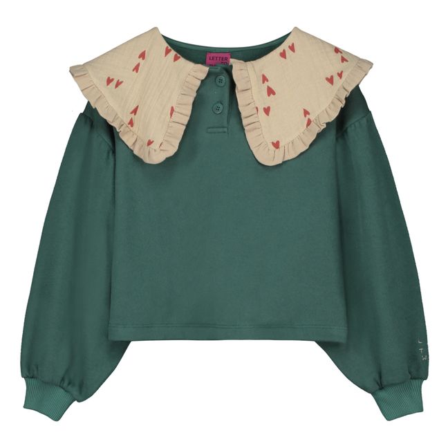 Sweatshirt aus Bio-Baumwolle mit Kragen Ella | Jadegrün