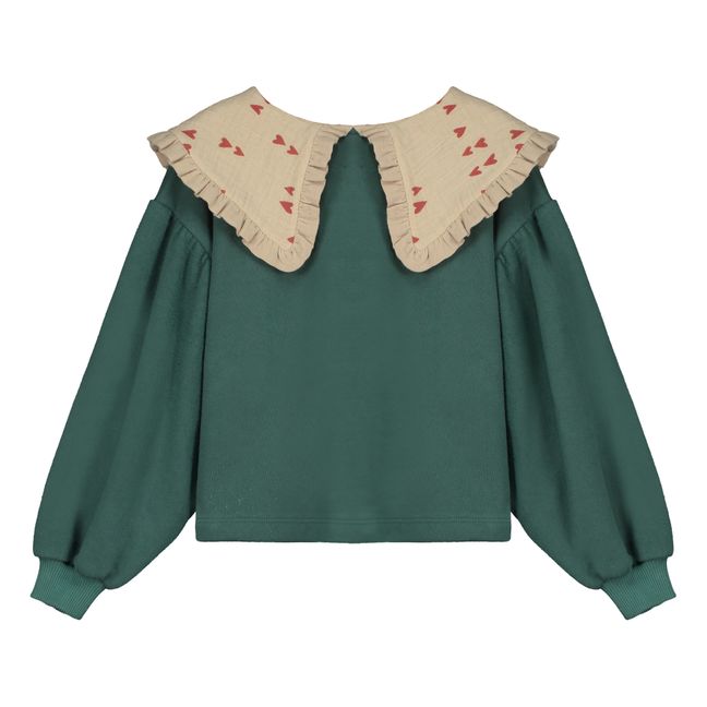 Sweat Coton Bio Colerette Ella | Vert Jade