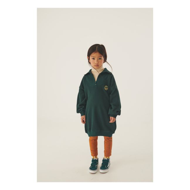 Sweatshirt-Kleid Bio-Baumwolle Zipper Kragen Kiva | Chromgrün