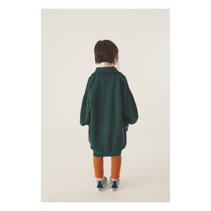 Vestido Sweat Organic Cotton Zip Neck Kiva | Verde Abeto- Imagen del producto n°3