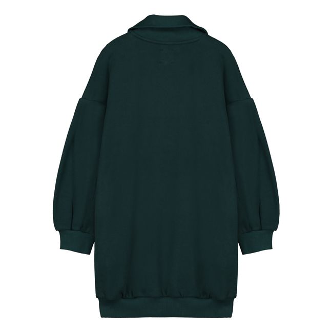 Vestido Sweat Organic Cotton Zip Neck Kiva | Verde Abeto