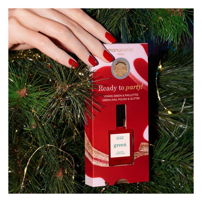 Coffret vernis à ongles Green Red Velvet & Ornement Doré