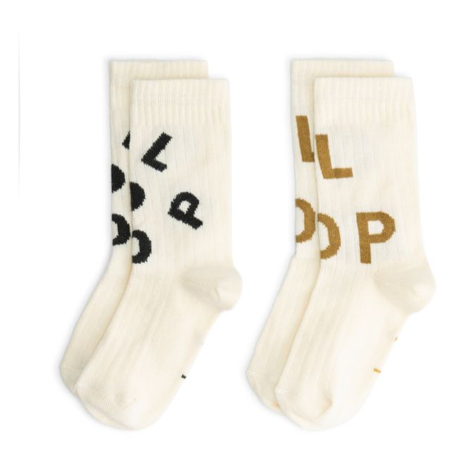 Lote de 2 pares de calcetines acanalados de algodón ecológico | Crudo