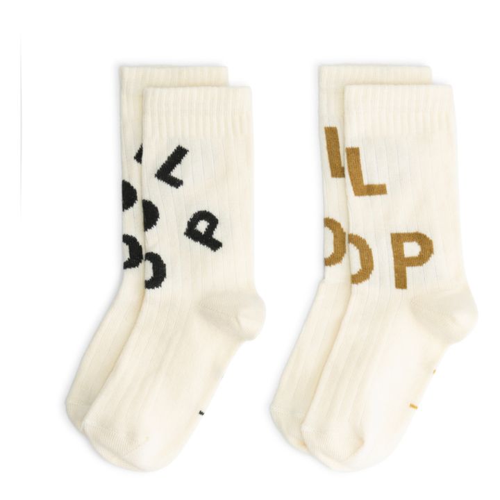 Pack of 2 Pairs of Organic Cotton Ribbed Socks | Ecru- Product image n°0
