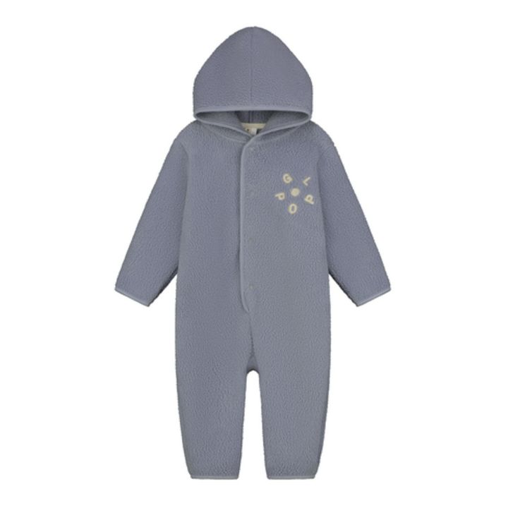 Baby Hooded Jumpsuit | Grey blue- Product image n°0