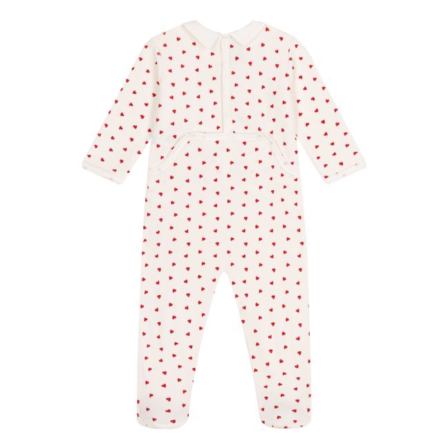 Pyjama Cœurs en Velours | Ecru