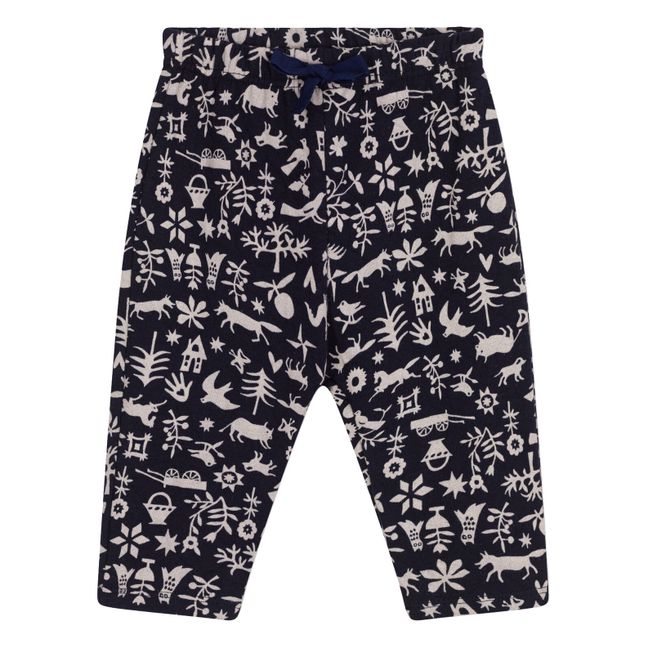 Pantalon en Tubique Matelassé Imprimé | Blu marino
