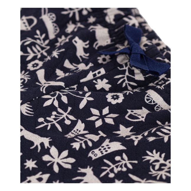 Pantalon en Tubique Matelassé Imprimé | Blu marino