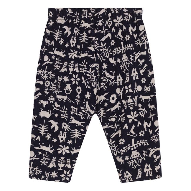 Pantalon en Tubique Matelassé Imprimé | Bleu marine