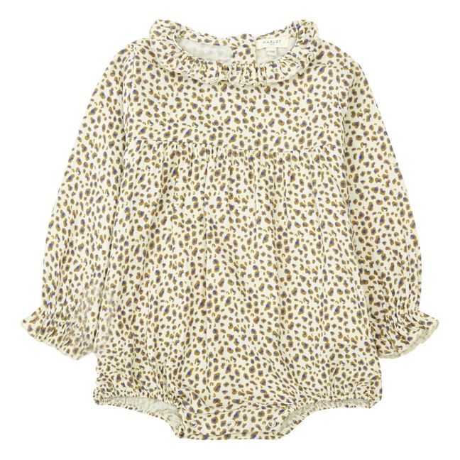 Esclusiva Marlot x Smallable - Vestito in Garza di Cotone Leopardato Alour | Ecru