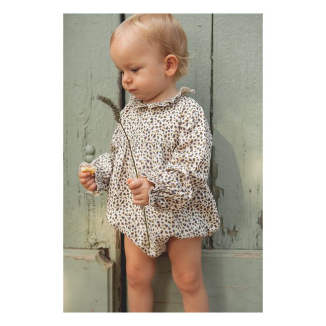 Esclusiva Marlot x Smallable - Vestito in Garza di Cotone Leopardato Alour | Ecru