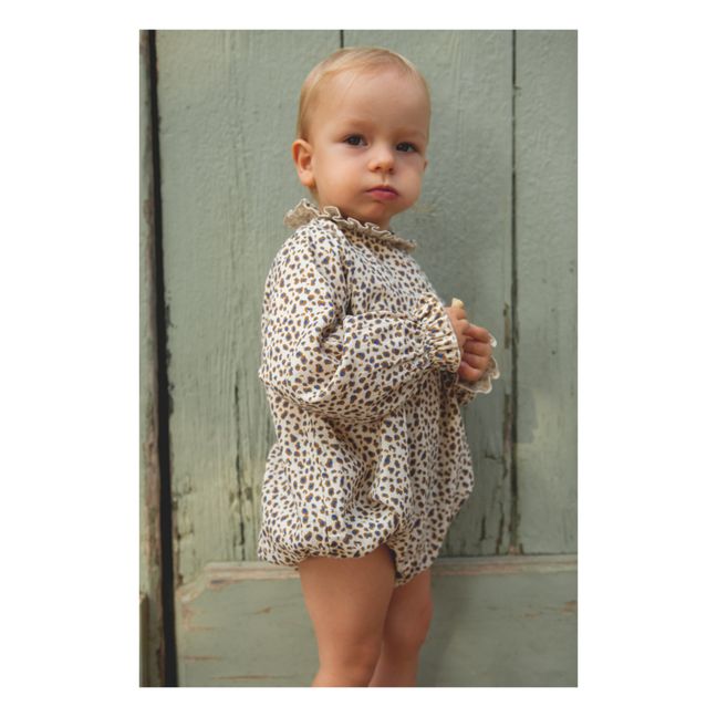 Esclusiva Marlot x Smallable - Vestito in Garza di Cotone Leopardato Alour | Ecru