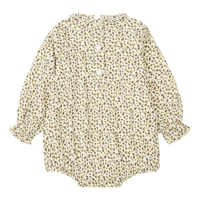 Esclusiva Marlot x Smallable - Vestito in Garza di Cotone Leopardato Alour | Ecru