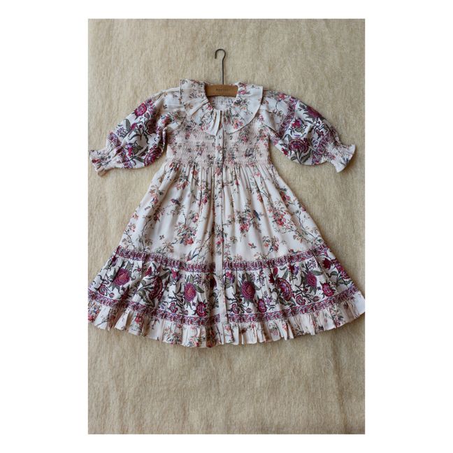 Robe Fleurie Brodée | Ecru
