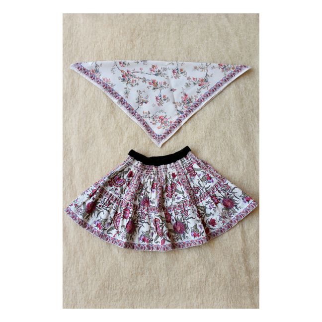 Floral Skirt + Scarf | Ecru
