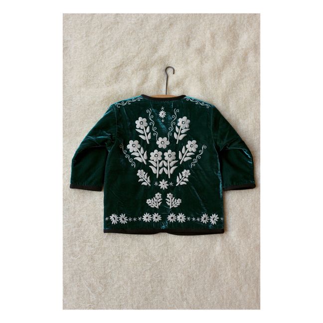 Embroidered Velvet Jacket | Green