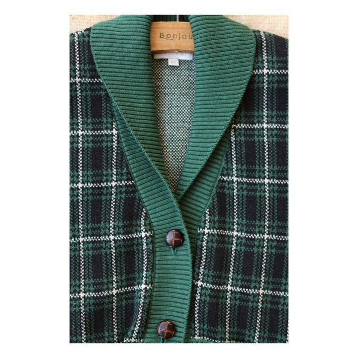 Chaqueta a cuadros de lana y algodón ecológico | Verde- Imagen del producto n°2