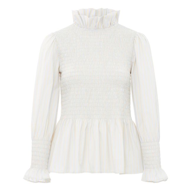 Blusa a rayas de algodón y seda Aleria | Beige