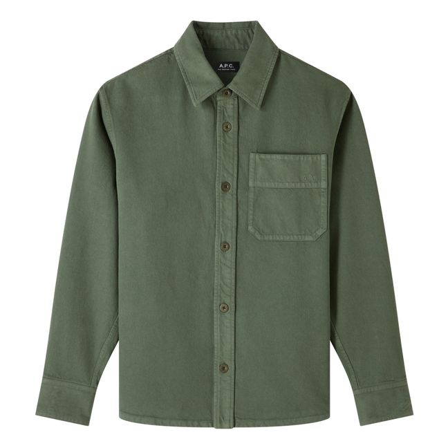 Basile Embroidered Organic Cotton Overshirt | Forest Green