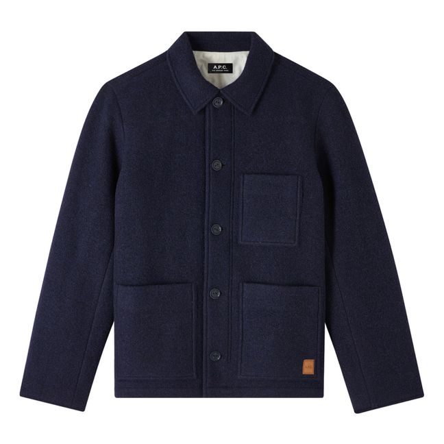 Emile Patch Wool Jacket | Navy blue