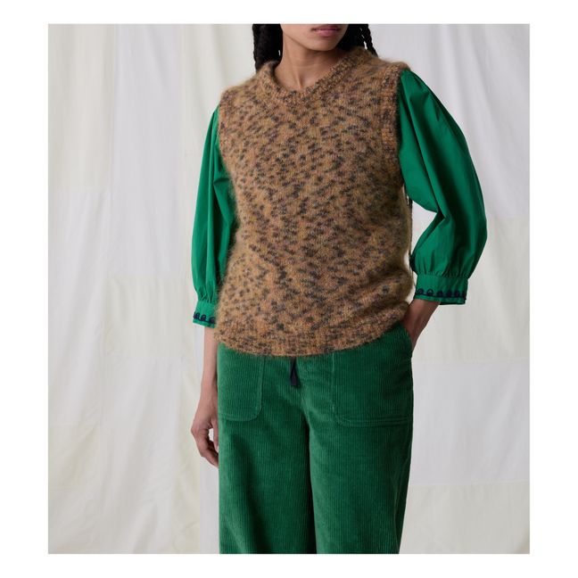 Ärmelloser Pullover Maleo Leopard Kid Mohair und Merino | Beige