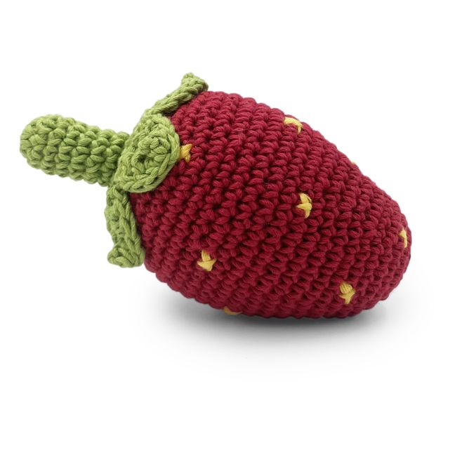Strawberry crochet rattle | Red