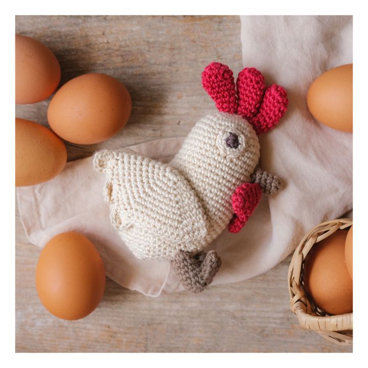 Anouk the crochet hen rattle | Blanc/Écru- Product image n°1