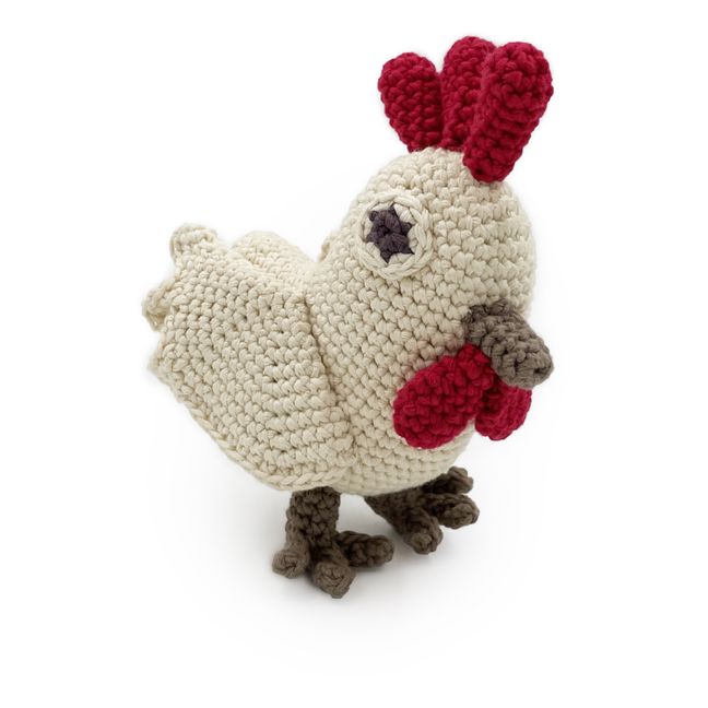 Hochet Anouk la poule en crochet | Blanc/Écru