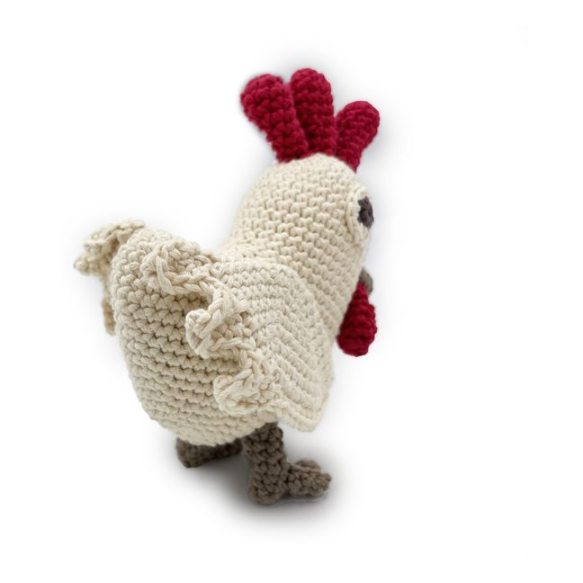Hochet Anouk la poule en crochet | Blanc/Écru