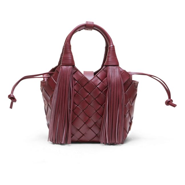 Misu Fringes Mini Leather Bag | Burgundy