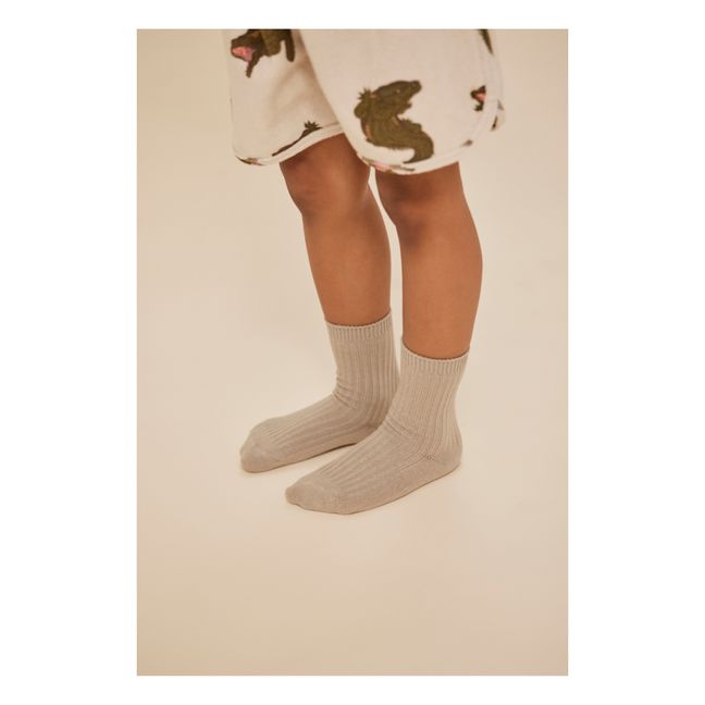 Lote de 3 calcetines de canalé de algodón ecológico | Verde Kaki