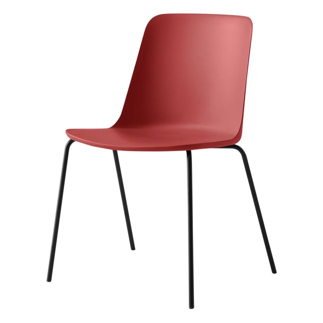 Chaise Rely HW65, piétement noir | Rouge vermillon