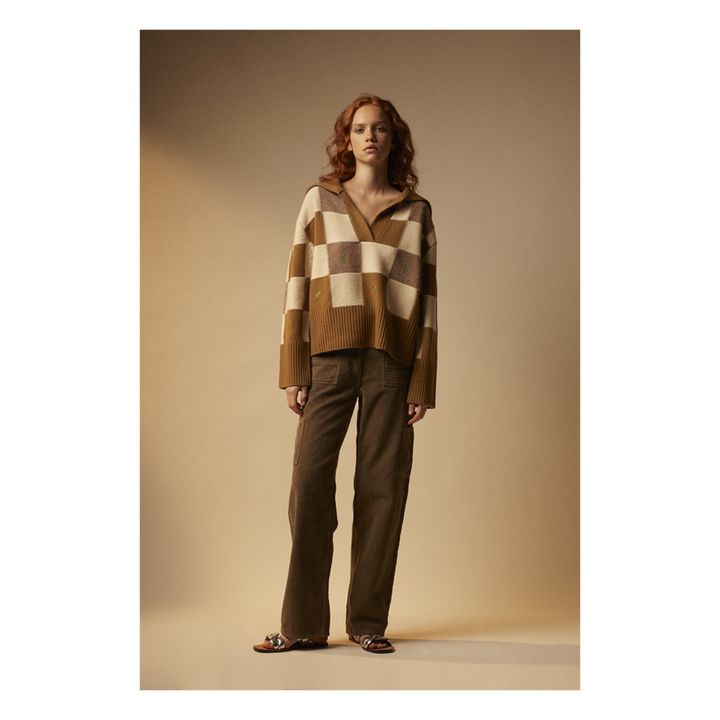 Pantalon look velours pour femmes en Marron